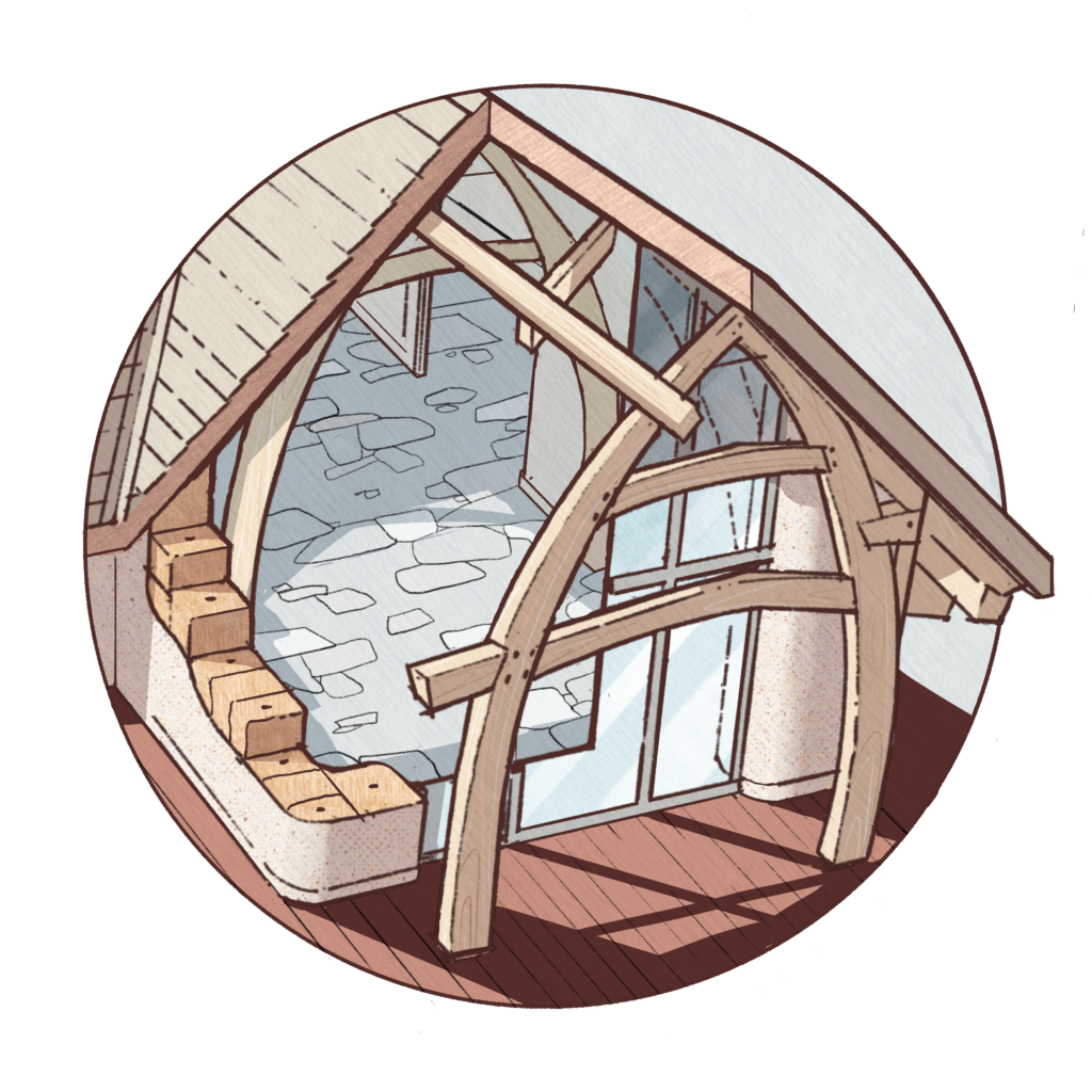 Stylish wooden architectural design illustration